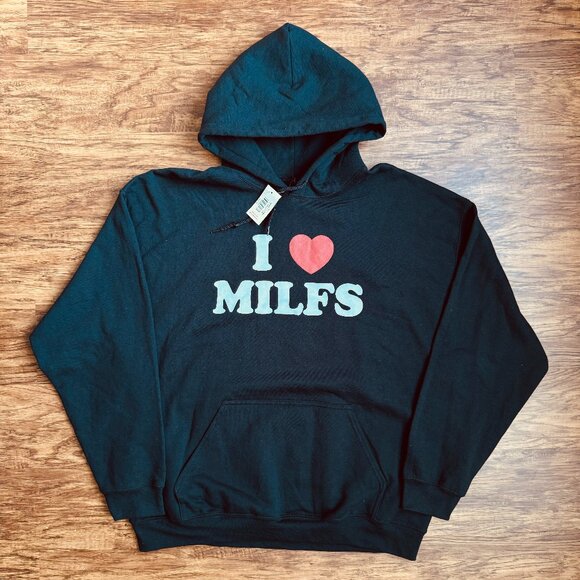 NWT Danny Duncan "I Love Milfs" Hoodie Sweatshirt Mens XL Black Youtuber - Picture 1 of 6